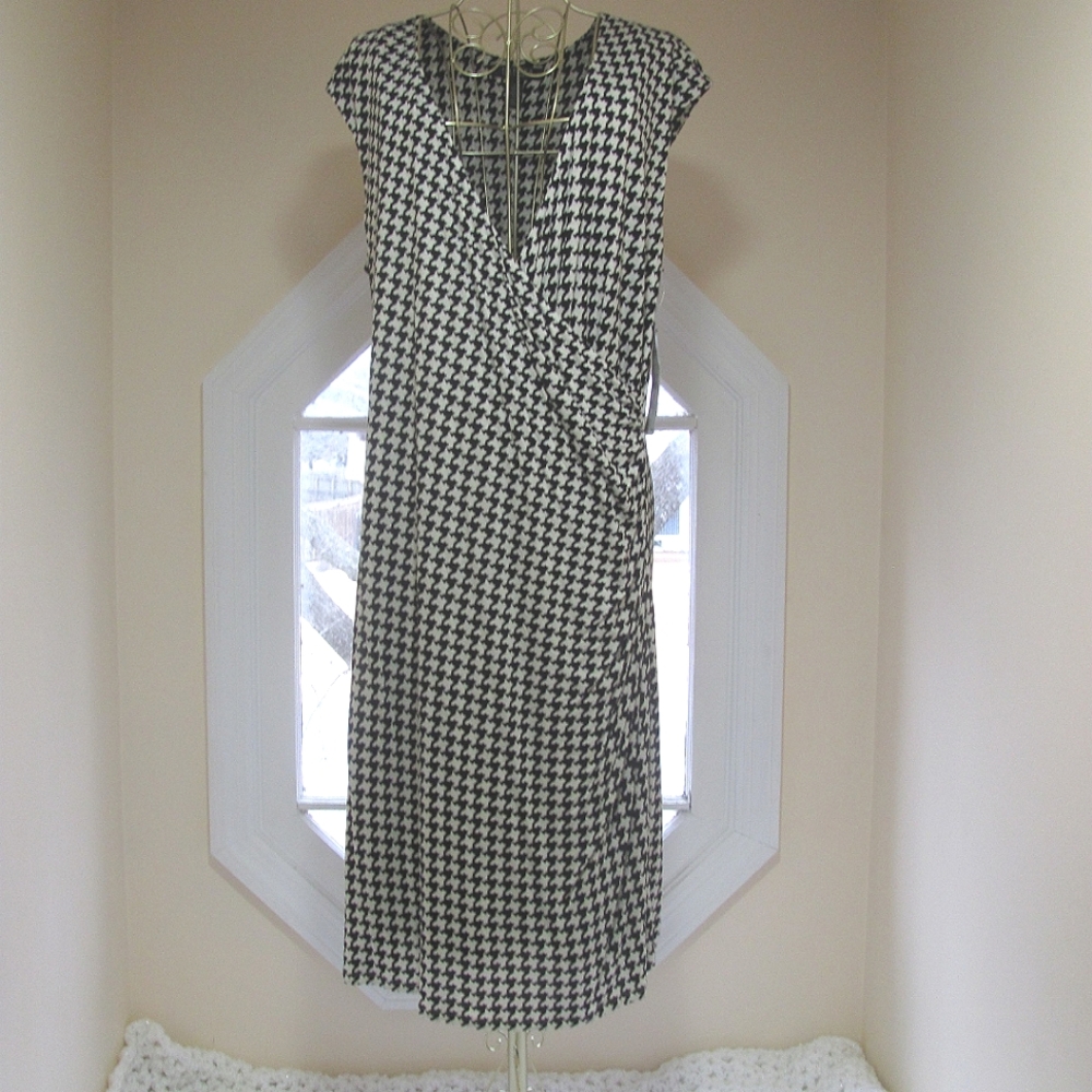Ralph Lauren 1X houndstooth faux wrap front dress NWT